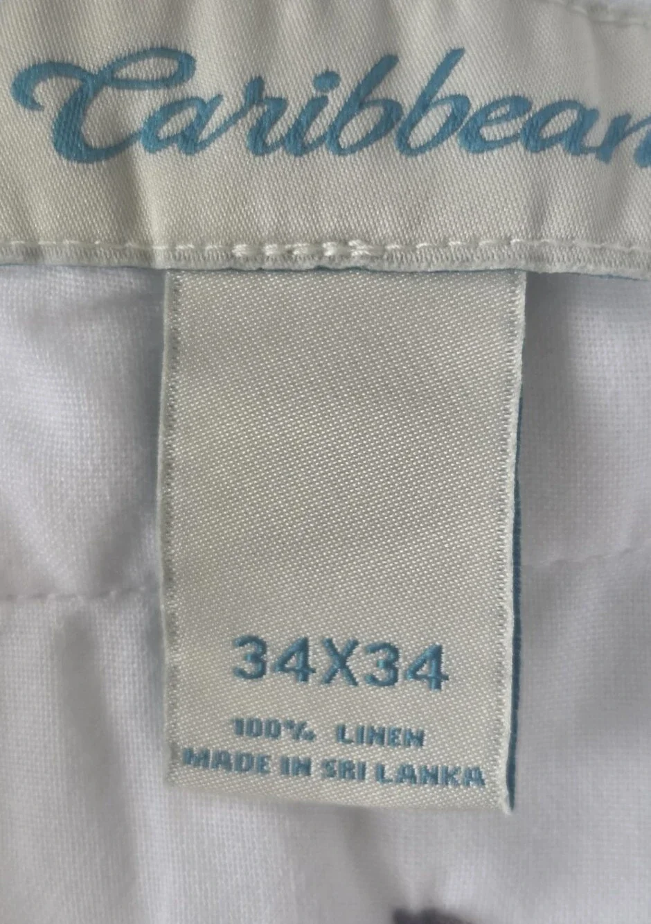 Caribbean Cargo Pants Mens 34X34 White 100% Linen Straight Leg Utility Gorpcore